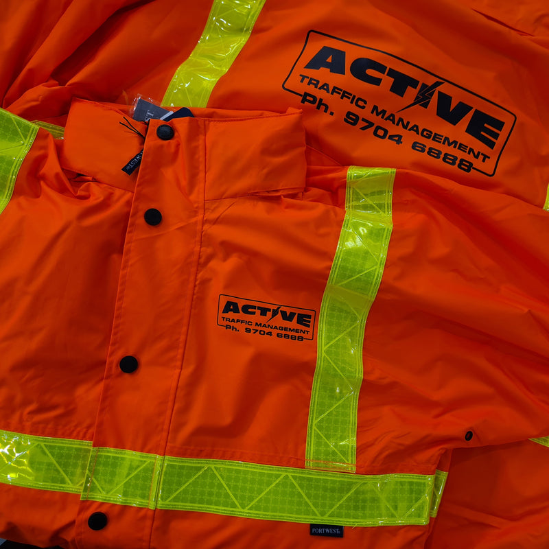 Printed logos on hi-vis workwear for Active Traffic Management