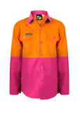 Kids Lightweight Two Tone Long Sleeve Cotton Drill Shirt (5200186900525)