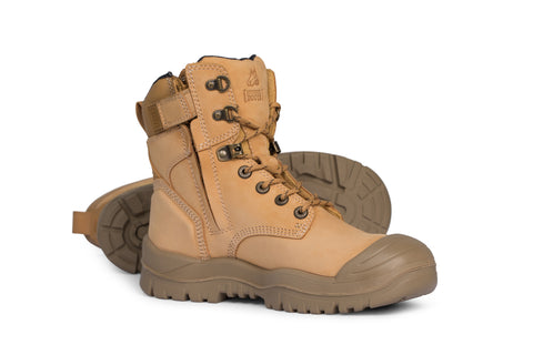 Wheat Zip Side High Ankle Boot - Safety (5200183394349)