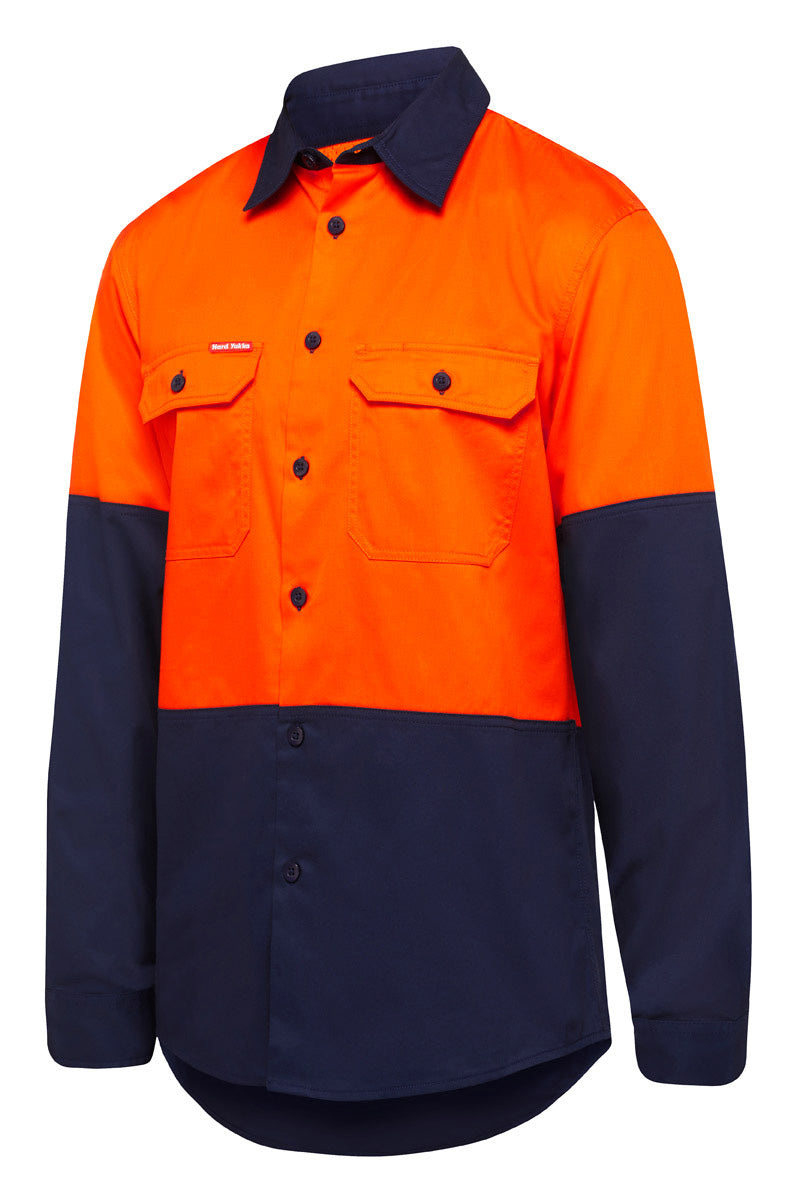 Hard Yakka Hi Vis Two Tone Vented LS Shirt Y07950 1 Workwear Store