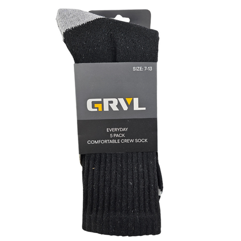 GRVL Cotton Crew 5 Pack Socks GRVL-S2 (7920353214509)