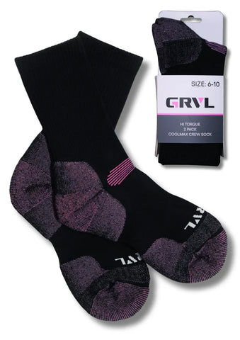 GRVL Hi Torque Coolmax Womens 2 Pack Socks GRVL-S76-10