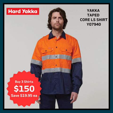 Hard Yakka Hi Vis Two Tone Vented LS Shirt with Tape Y07940 (5200181067821)