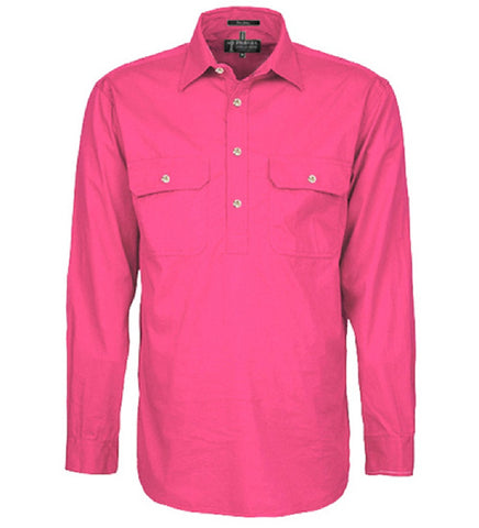Mens Pilbara Closed Front L/S Shirt RM200CF