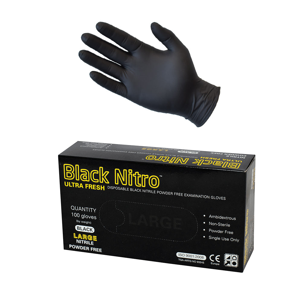 Black Nitro Nitrile Disposable Gloves (5200166420525)