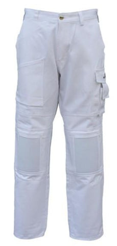 White Cotton Drill Pants With Inbuilt Kneepads (5200183984173)